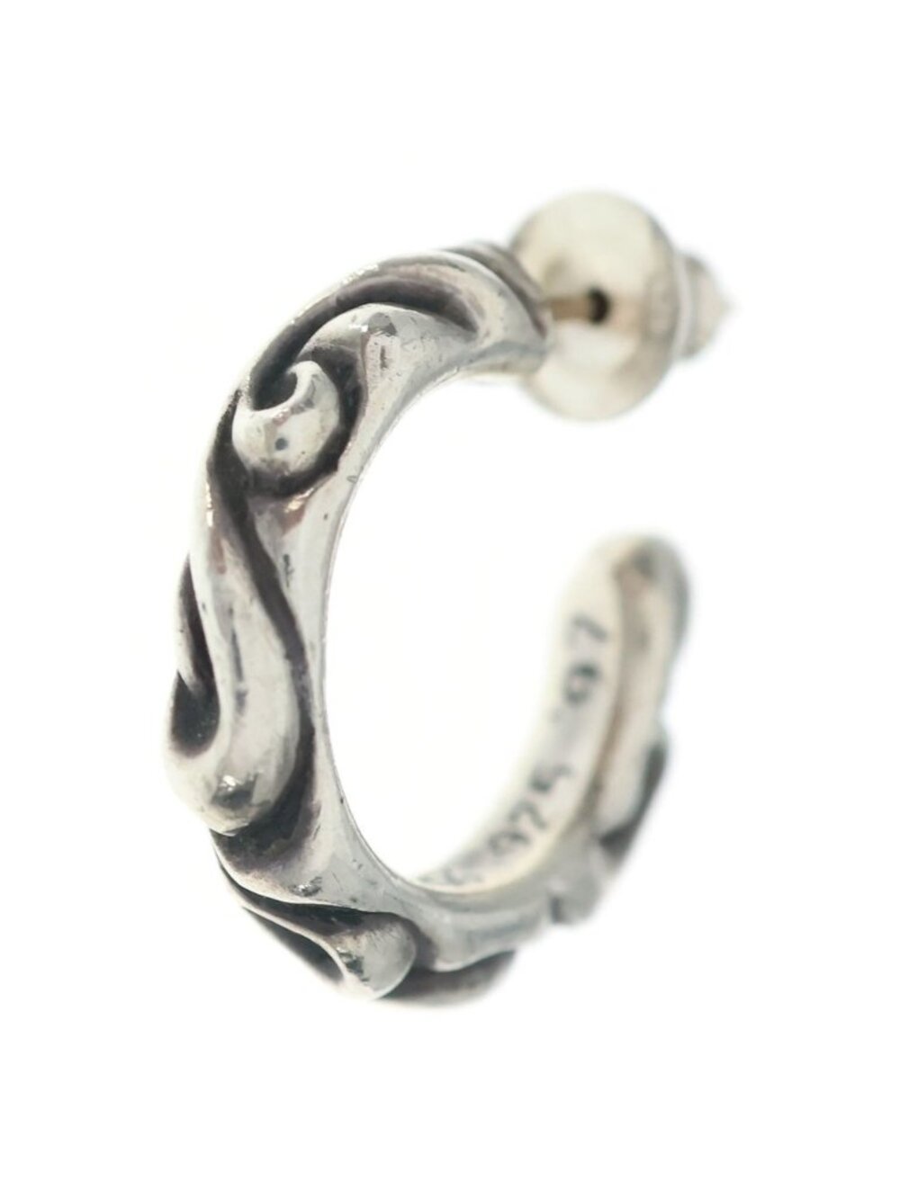 Chrome Hearts Hoop Scrool Scroll Earrings Silver